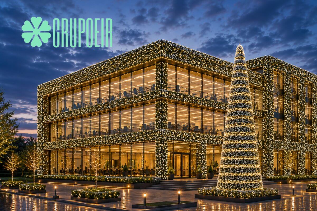 Feston Decorativo Verde con Puntas Blancas Nevadas Mexico Grupoeir